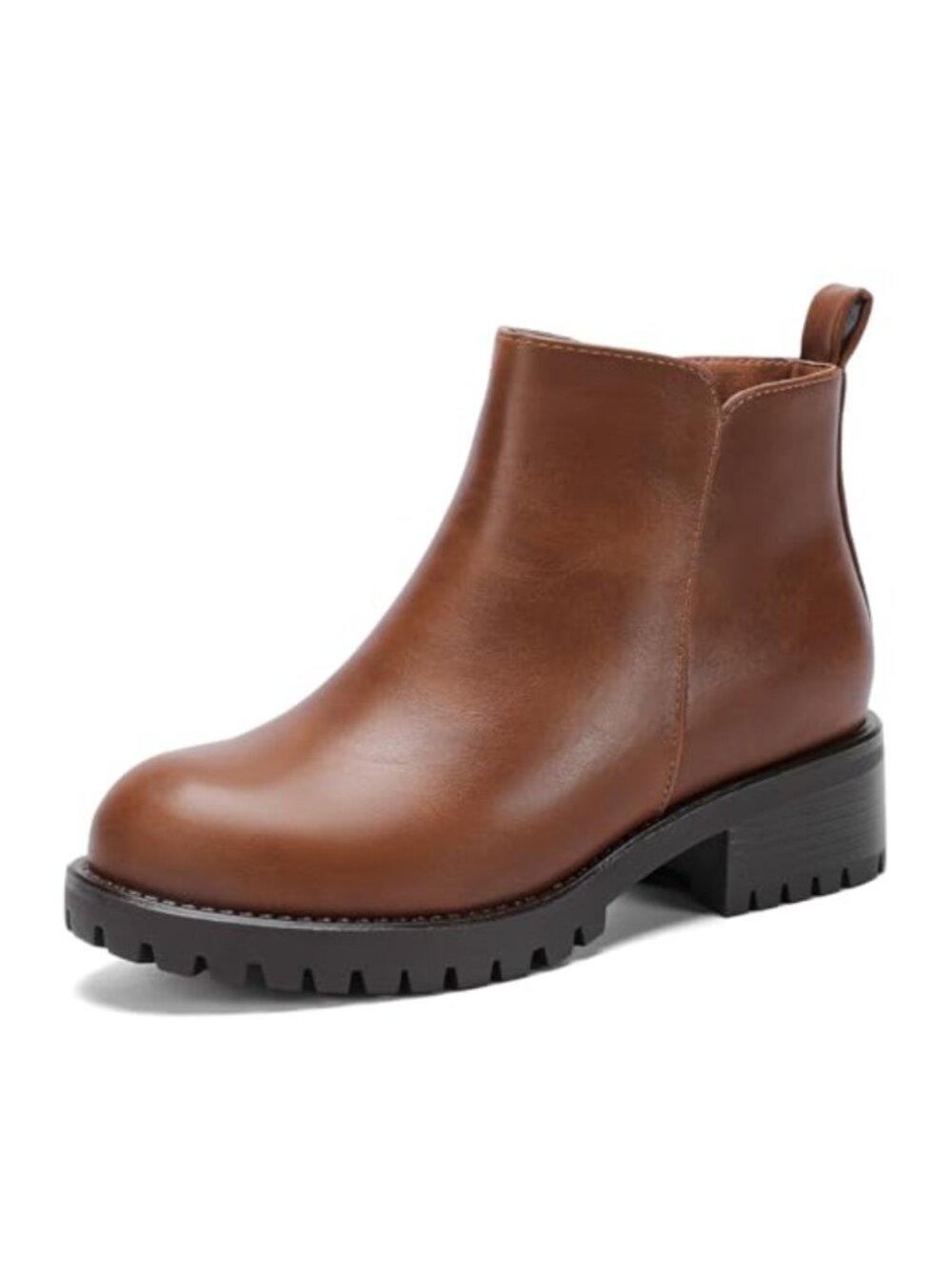 Wide Width Chelsea Ankle Boots Faux Leather Block Heel Side Zip